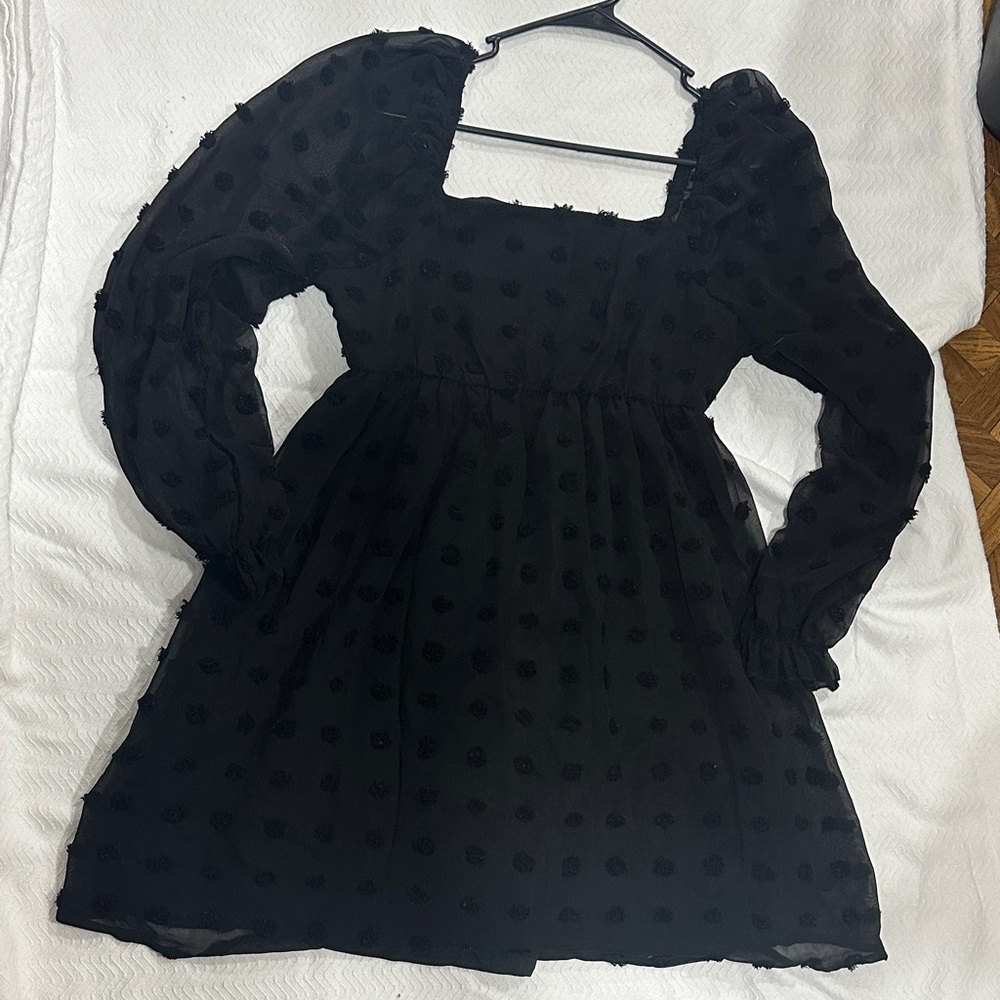 Maternity Black Sheer Long Sleeve Dress small
